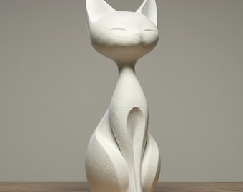 Statuette Chat Élégant Minimaliste - Déco Chat Design pour Intérieur Moderne