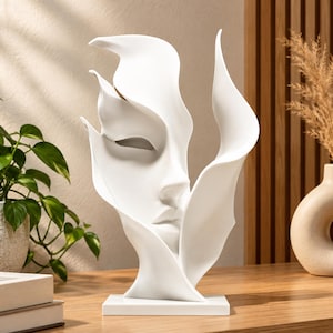 Abstrakte Gesichtsskulptur | Zeitgenössische Dekomaske | Minimalistische Kunst für den Wohnbereich & modernes Deko-Objekt – Geschenkidee für Zuhause