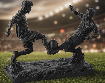 Sculpture Football abstrait - Statue Match de Foot Duo de Joueurs Impression 3D - Décoration Bureau et Chambre Fan de Foot