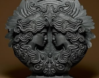 Escultura del signo zodiacal Géminis - Estatuilla del zodiaco de diseño moderno