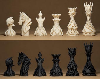 Jeu d'échecs abstrait moderne - Set Échecs Architectural Impression 3D - Pièces Échecs Design