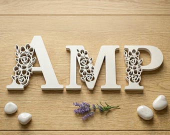 Lettre Initiale Florale Personnalisée de A à Z - Prénom en Lettres 3D Couleur au Choix - Déco Chambre Bébé et Naissance