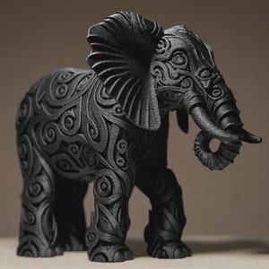 Designer Elephant Sculpture - Intricate Ornamental Animal Statue - Chic and Spiritual Ethnic Decor