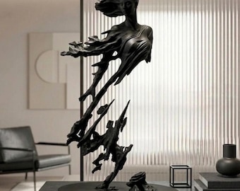 Abstract Sculpture of a Modern Woman - 3D Printed Female Silhouette Statue - Luxury Designer Living Room Decor Object - Artwork Bust