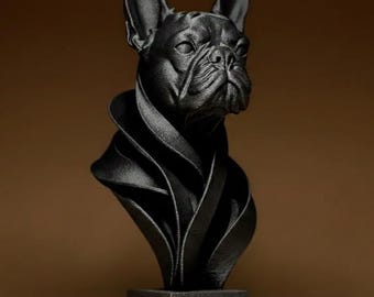 Sculpture Buste Bouledogue Français - Statuette Décorative Chien Design