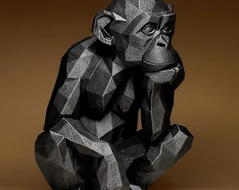 Décoration Chimpanzé Géométrique Abstrait - Objet Déco Singe penseur