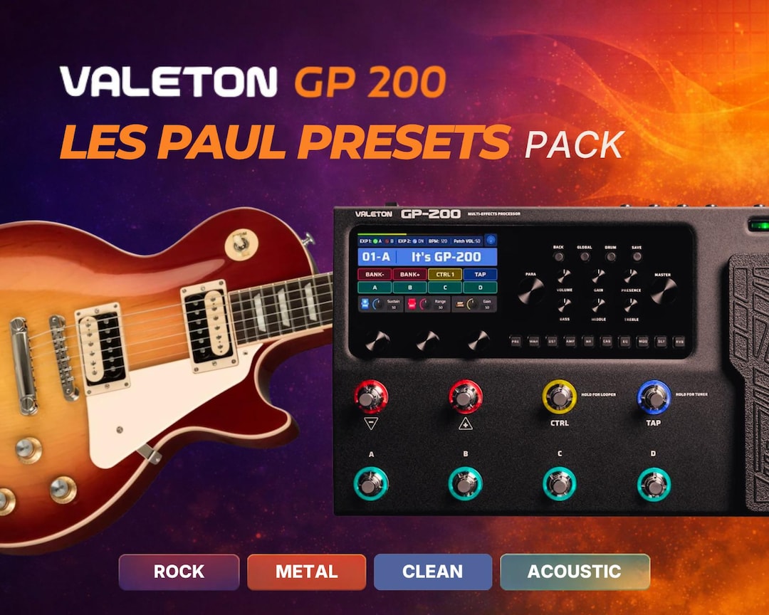 Valeton GP 200 Les Paul Presets – Pro Guitar Tones Rock Metal Clean ...