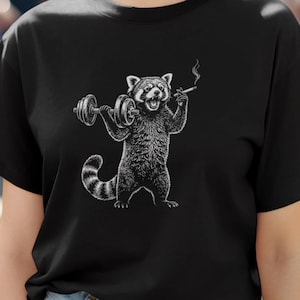 Camiseta de levantamiento de pesas de panda rojo, camiseta con meme de entrenamiento, camiseta gráfica divertida de colores cómodos, camiseta vintage de animal fiestero, regalos para mejores amigos