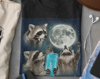 Funny Raccoon Alani Nu Shirt, Alani Nu Blue Slush T-Shirt, Moon Ritual Animal Graphic Tee, Energy Drink Raccoon Shirt