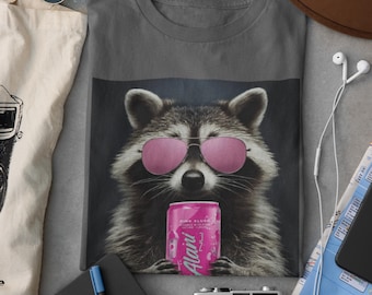 Raccoon Alani Nu Shirt, Raccoon Meme Shirt, Alani Nu Pink Slushi Hoodie, Vintage Retro Style, Alani Energy Drink Funny Gift For Women