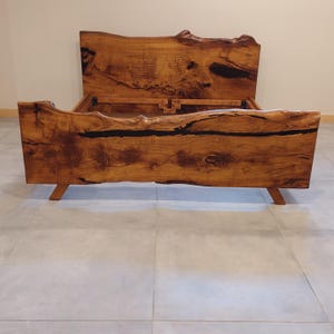 Solid Wood Live Edge Bed Frame and Side table, Reclaimed Aesthetic Platform Bed Frame & Headboard, Queen Bed Frame, Rustic Bedroom Furniture