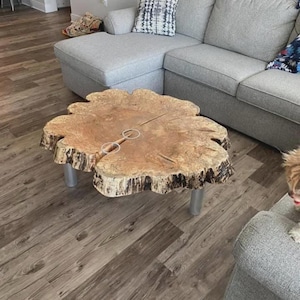 Live Edge Coffee Table, Rustic Mid Century Center Table, Round Coffee Table, Reclaimed Wood Coffee Table, Handmade Furniture