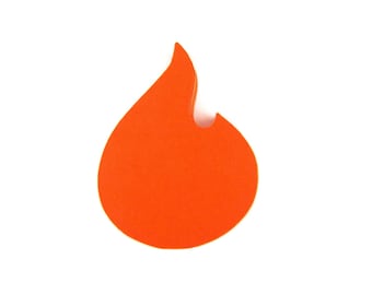 May include: Orange flame-shaped paper cutout.