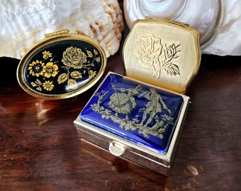 Vintage set of 3 pill boxes