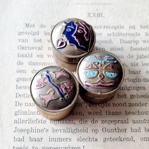 Vintage set of 3 brass metal pill boxes.