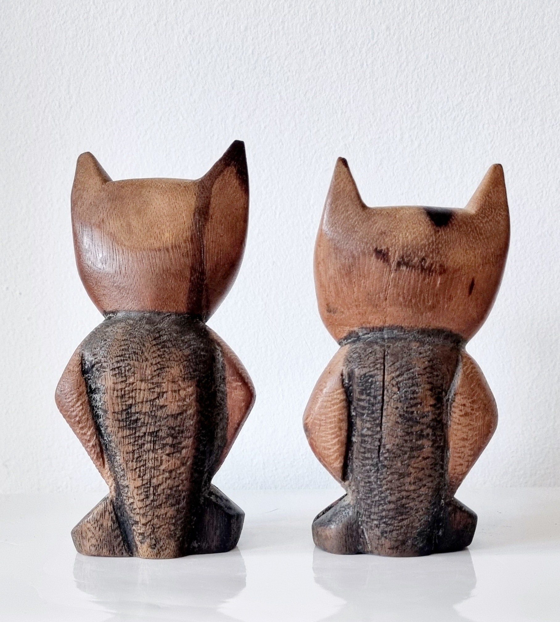 ヴィンテージの木製彫刻フクロウ 2 体セット。 - Etsy 日本