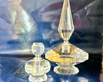 Vintage crystal diamond cut perfume bottle set if 2.