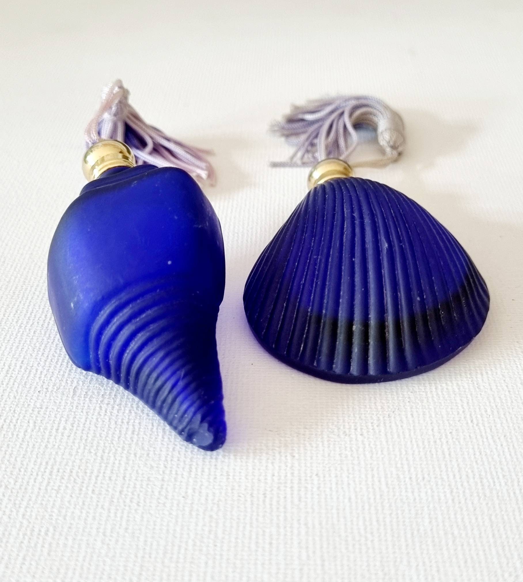 Cobalt Blue Seashell Perfume Bottles, Set of 2 - Etsy UK