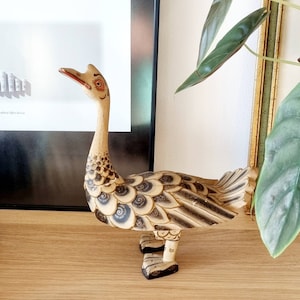 Vintage carved wood duck from Indonesia.