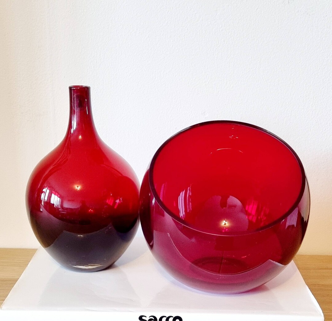 Vintage Set of 2 Ruby Red Ikea Vases. Etsy