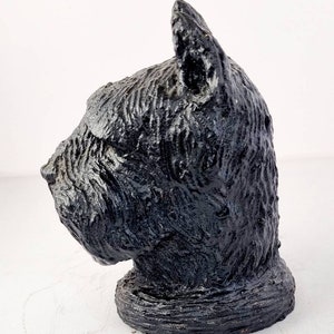 Testa di cane Scottish Terrier in ghisa d'epoca.