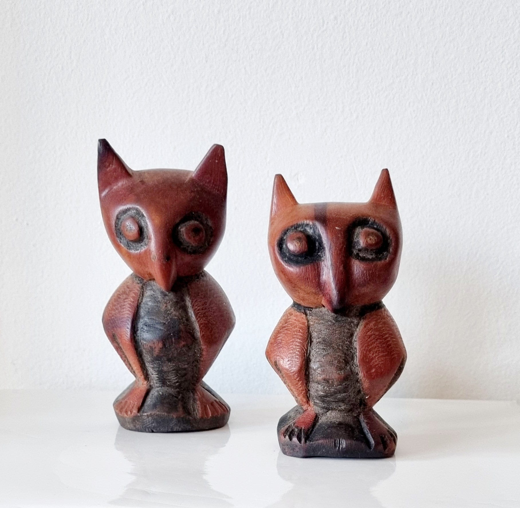 ヴィンテージの木製彫刻フクロウ 2 体セット。 - Etsy 日本