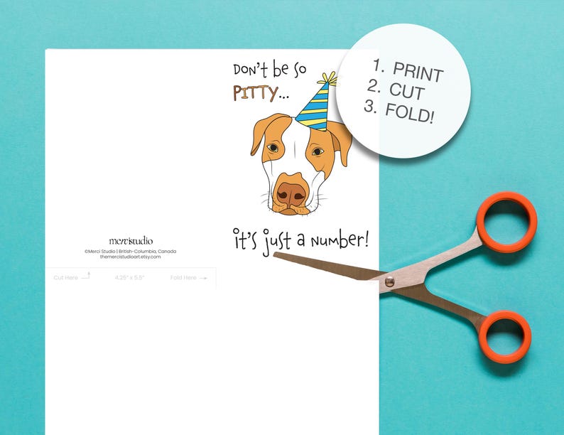Funny Printable Dog Birthday Card | A2 Folded Card | PDF | Instant ...