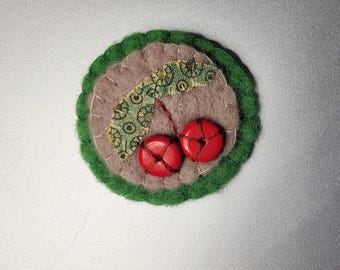 Handmade Felt and Button Brooch Jewelry