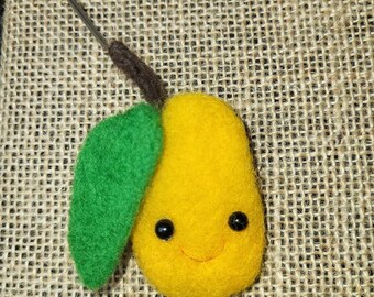 Needle Felted Pear Brooch