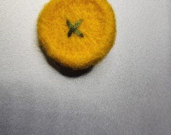 Handmade Needle-Felted Small Round Breastpin Brooch