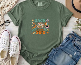 Back to the 70s T-Shirt | Retro Disco Ball, Groovy Floral Design, Comfort Color ,Flower Power, 70S Tee, Music Festival, Disco Shirt
