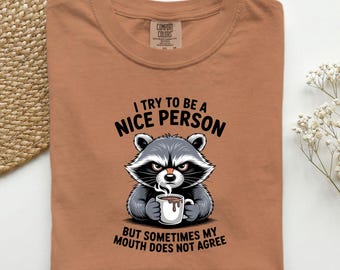 Racoon Shirt,Funny Animal Tee, Comfort Color, Funny Raccoon Tee, Wildlife Lover Tee, Humor Shirt, Gift For Her, Grumpy Racoon Coffee T-shirt