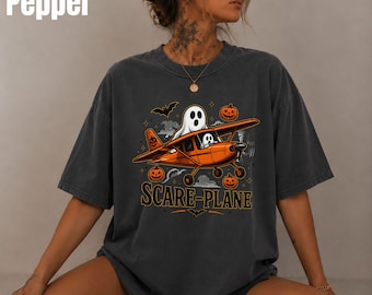 Camiseta de avión de miedo, camiseta divertida de piloto para Halloween, camiseta con estampado de aviación fantasma, regalo para amantes de los aviones, ropa espeluznante para tripulación de vuelo, regalo para aviadores