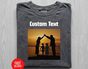 Camiseta Comfort Colors® personalizada con foto y texto - Camiseta con foto familiar - Camiseta personalizada con foto de mamá - Camiseta con imagen personalizada - Camiseta con estampado vintage