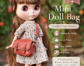 Mini Doll Bag PDF Pattern, Leather Miniature Purse Template, DIY Doll Accessoire, druckbares Muster