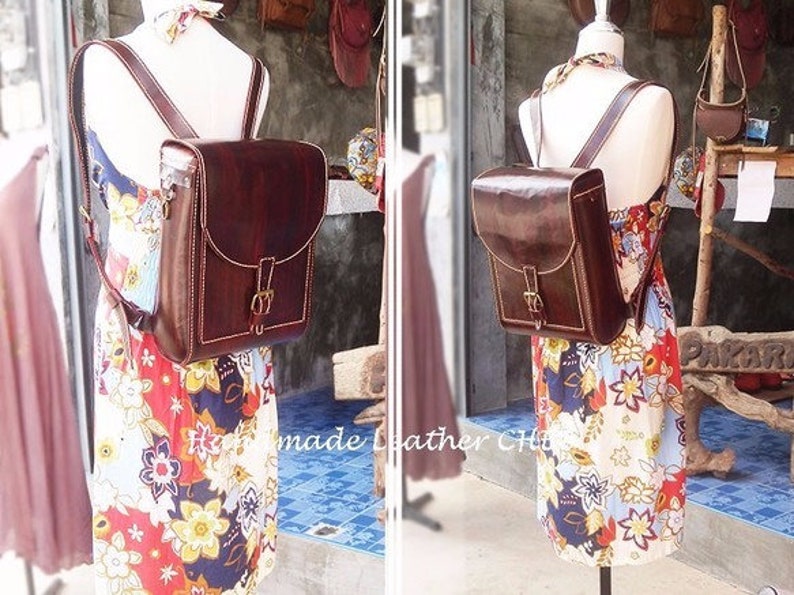 20/%Off SALE! Leather back pack Blue for women men made of saddle leather