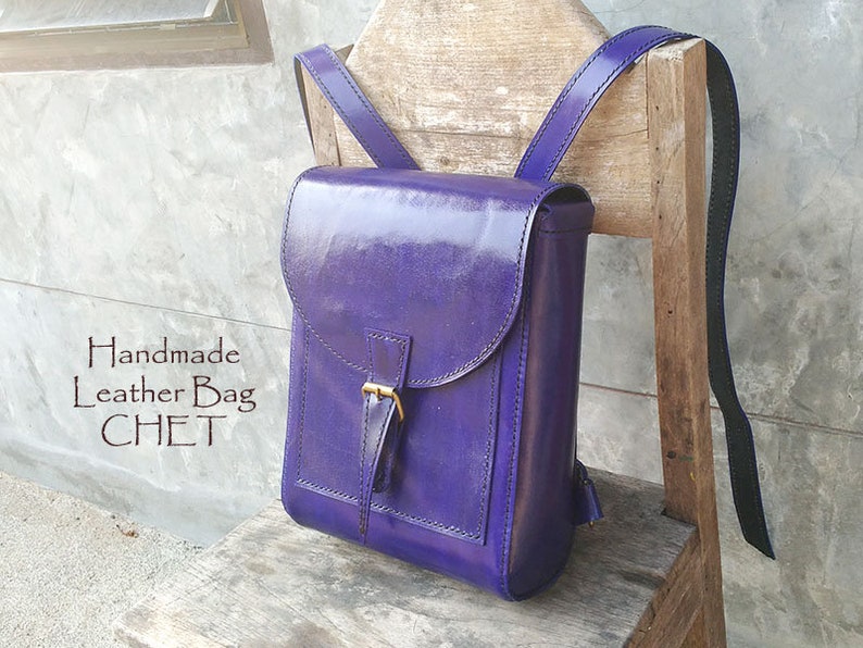 20/%Off SALE! Leather back pack Blue for women men made of saddle leather