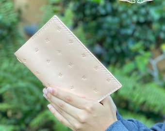Leder Journal & Buchhülle | Pflanzlich gegerbt A5 / B6 / A6 Botanische Hand gestempelt / freie Personalisierung
