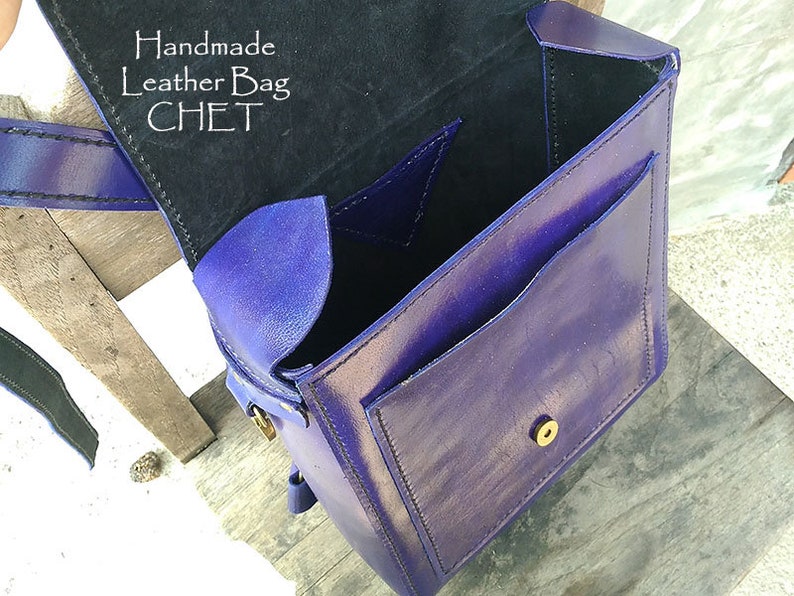 20/%Off SALE! Leather back pack Blue for women men made of saddle leather