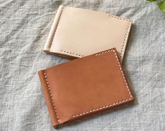 Geldklammer aus Leder, Pflanzlich gegerbt, Minimales Design, handgemacht