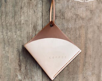 Handmade Leder Kaffee Filter Halter | Wandhalterung Filterkaffeelagerung Erhältlich in 3 Farben