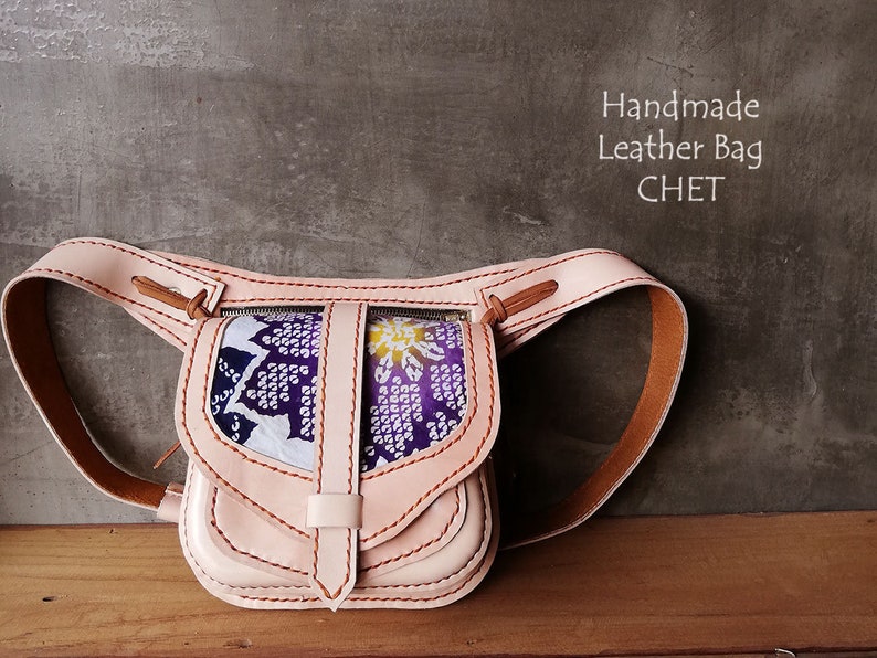 Leather Fanny Pack Bum Bag Waist Pouch Belt Pack Belly Bag Hip Sack for Men Women with Japanese Kimono fabrics