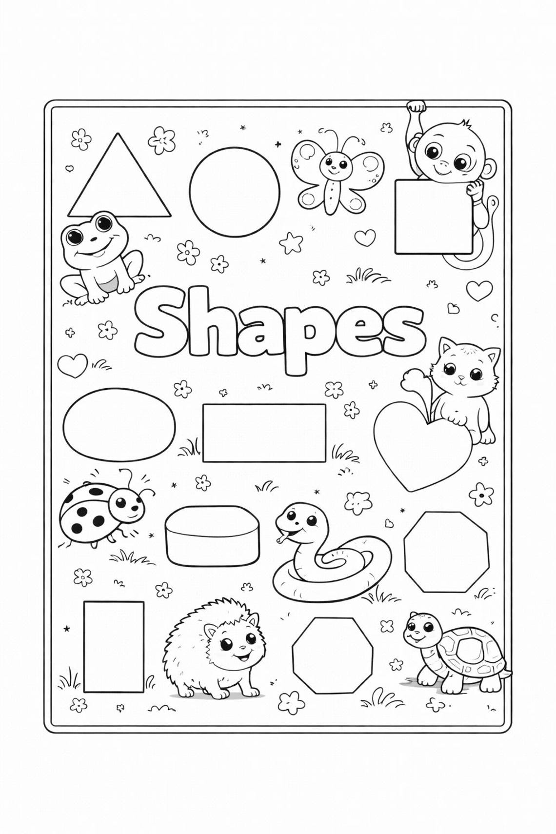 Shapes Coloring Pages for Kids. Printable PDF. Preschool & Kindergarten ...
