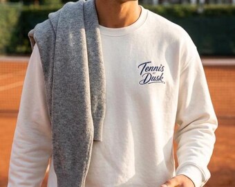 Embroidered Tennis at Dusk Sweatshirt, Minimalist Preppy Crewneck, Old Money Aesthetic, Country Club Style, Vintage Tennis Gift