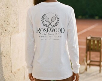 Rosewood Tennis Country Club Long Sleeve Tee, Vintage Tennis Shirt, Old Money Aesthetic Shirt, Quiet Luxury Country Club Graphic Tee