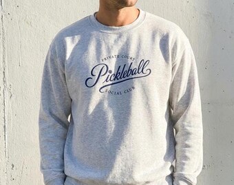 Embroidered Pickleball Sweatshirt, Pickleball Social Club Crewneck, Private Court Club Shirt, Pickleball Gift, Preppy Sporty Sweatshirt