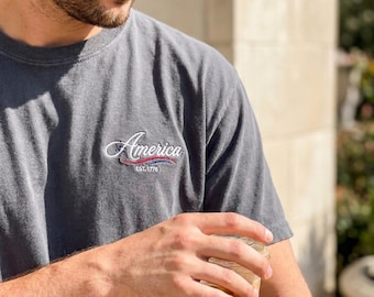 Embroidered America Shirt, Est 1776 Patriotic Tee, Old Money USA Shirt, 4th of July Shirt, Minimal American Flag Shirt, USA Gift