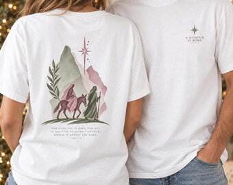 Christian Christmas Shirt, A Saviour Is Born Tee, Nativity Journey T Shirt, Religious Holiday Gift, Faith Based Christmas Top