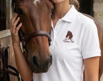 Embroidered Equestrian Polo Shirt, Riding Club Horse Shirt, Old Money Country Club Polo, Horse Lover Gift, Preppy Golf Style Polo