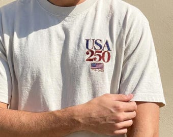 Embroidered USA 250 Shirt, 1776 2026 America 250 Tee, Patriotic Embroidered Shirt, 4th of July Shirt, American Heritage Tee